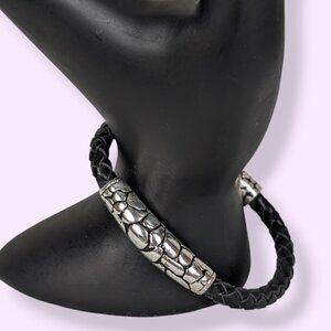 Premier Designs Black Braided Leather Bracelet